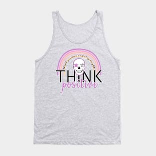 Positive thinking preppy rainbow and skull design Tank Top